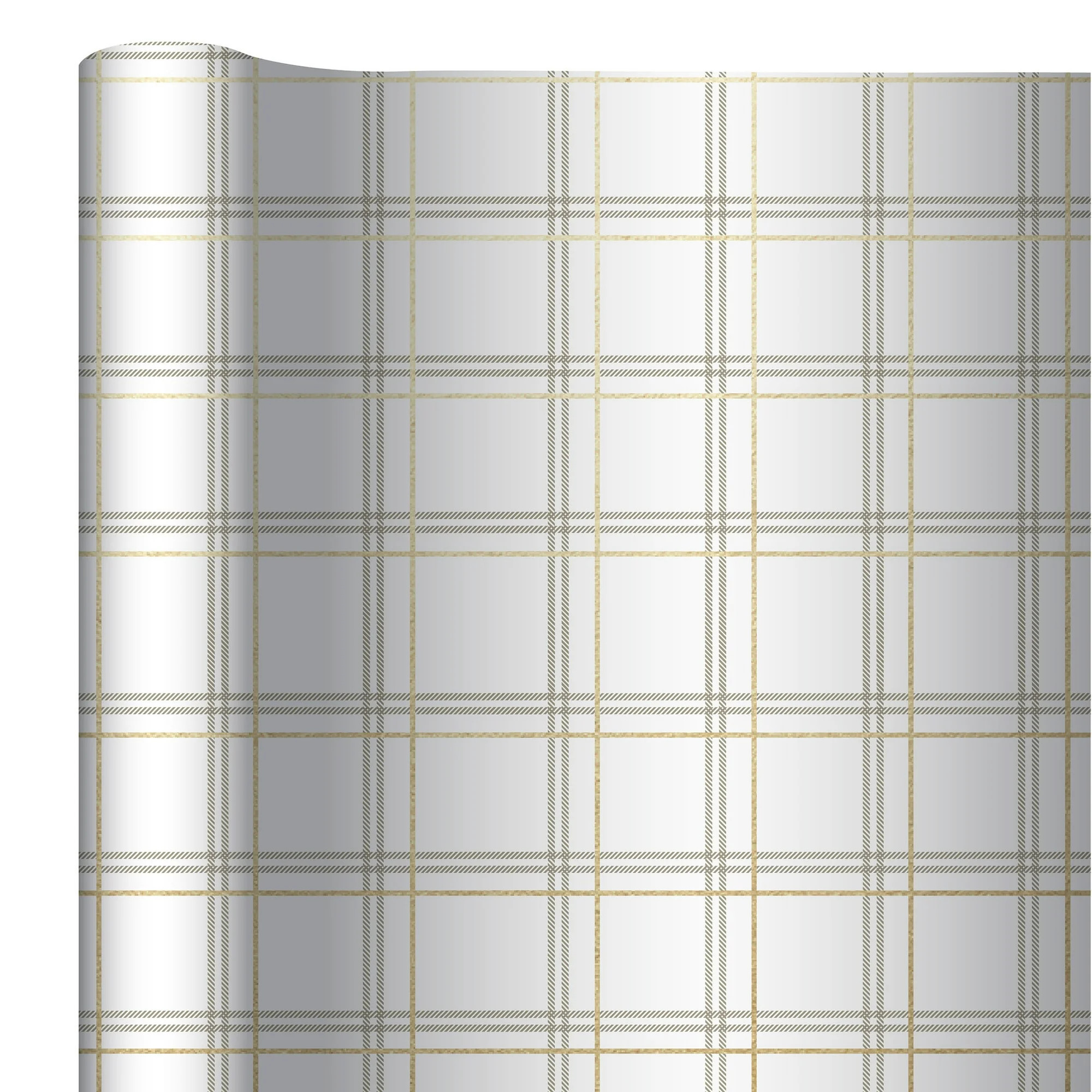 Gold and White Plaid Premium Heavyweight Christmas Wrapping Paper, 25 sq ft, by My Texas House | Walmart (US)