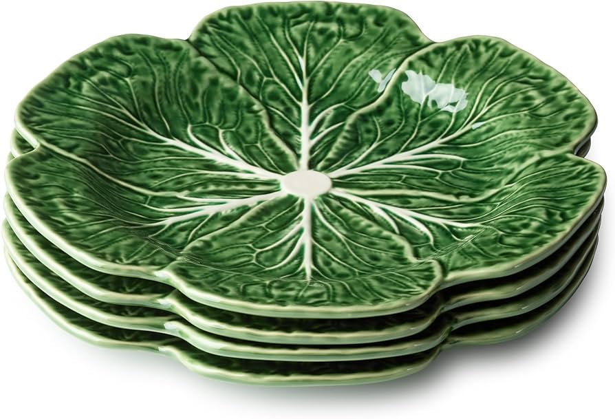 Le Jardin Cabbage 3D DINNER PLATES, SET OF FOUR -11" Sculpted Green Stoneware Leaf Plates – Sea... | Amazon (US)