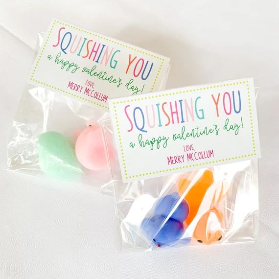 Personalized Valentine Treat Topper | Kids Valentine Favor Tag | Squishy Valentine | Squishing Yo... | Etsy (US)