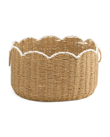 26in Paper Oval Boat Basket With Scalloped Trim | Marshalls