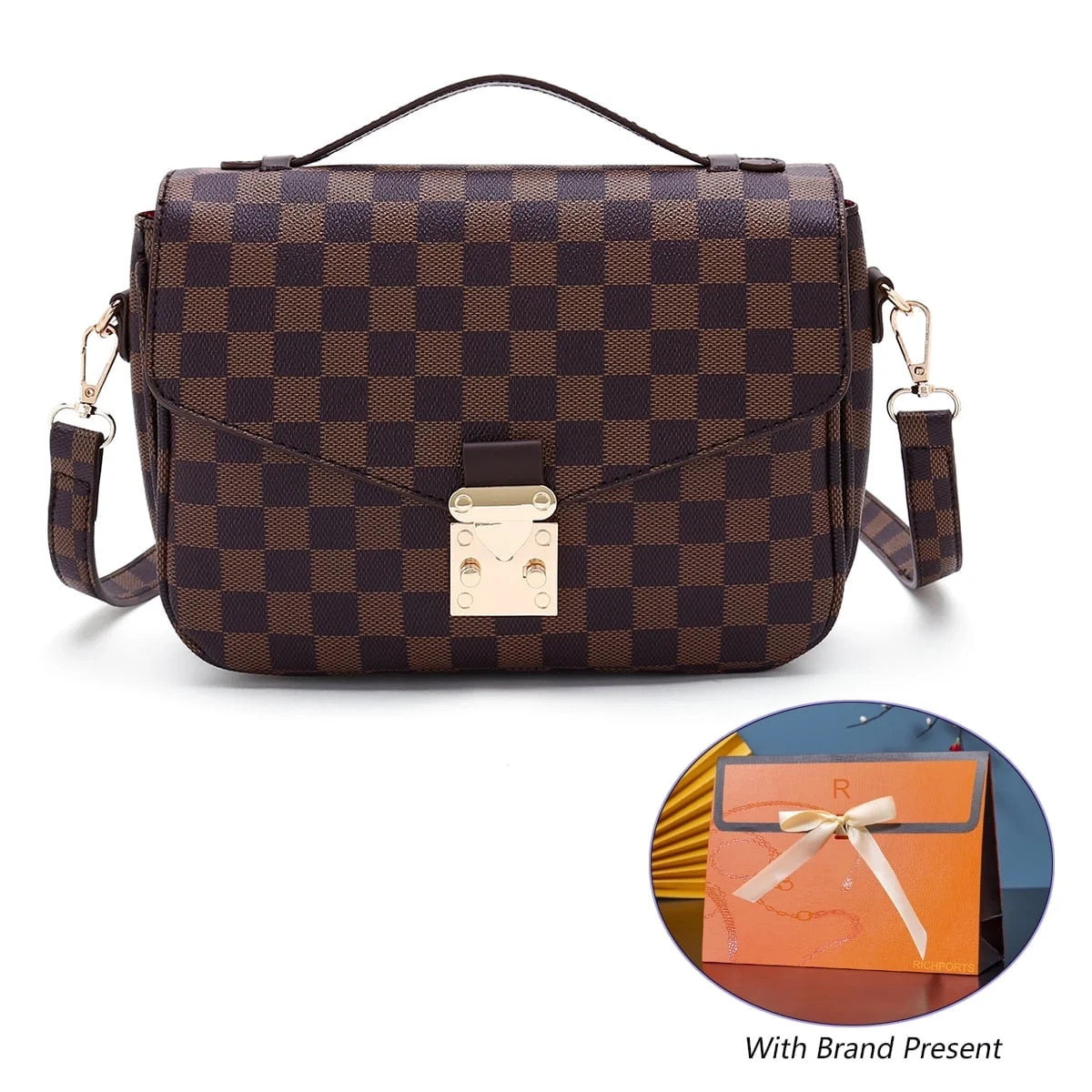 GOWELL Checkered Shoulder Crossbody Bags Brown | Walmart (US)