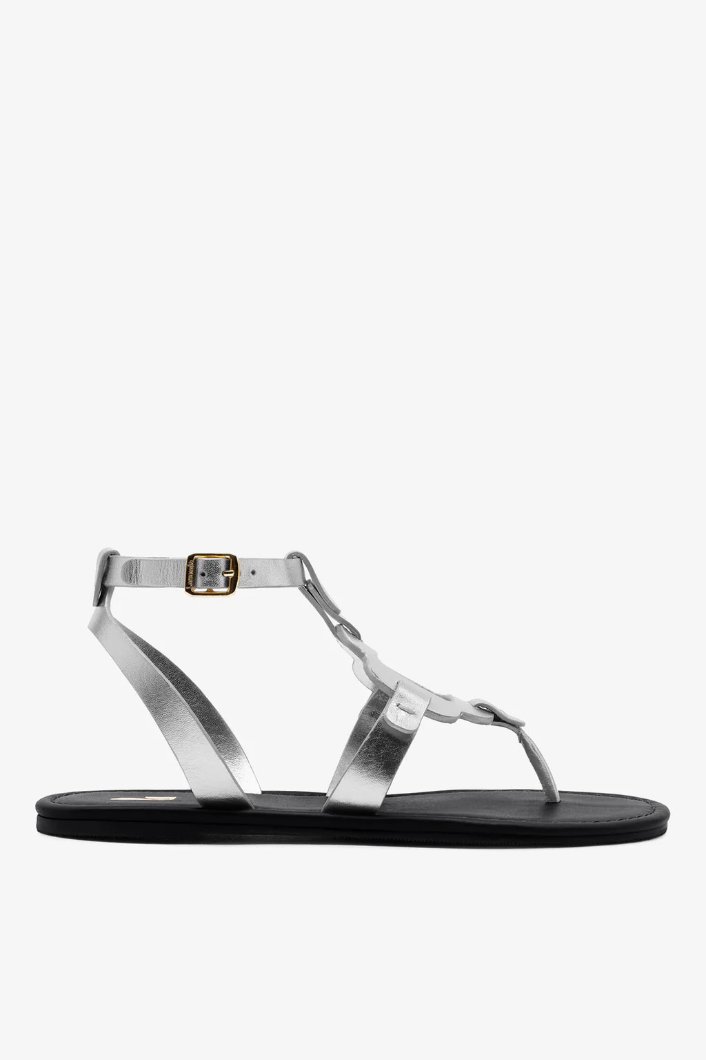 Margherita Sandal In Metallic Silver Leather | Larroude