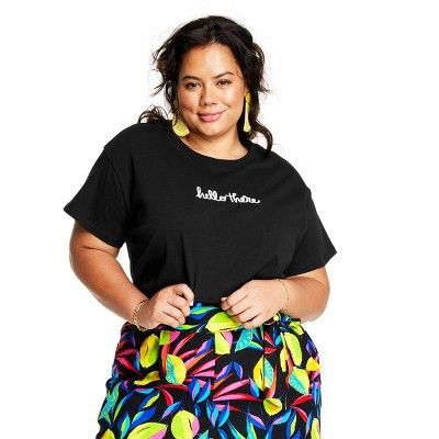 Women's Hello There Short Sleeve Embroidered T-Shirt - Tabitha Brown for Target Black | Target