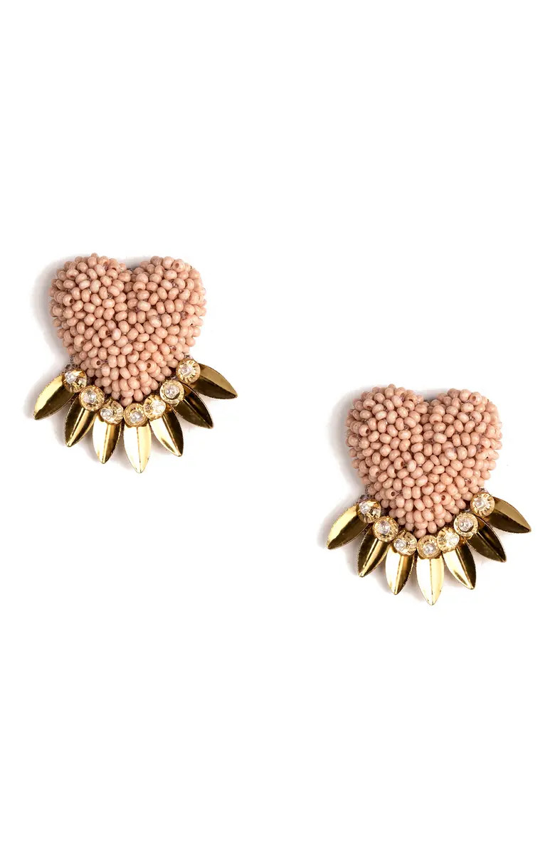 Danika Beaded Fringe Heart Stud Earrings | Nordstrom
