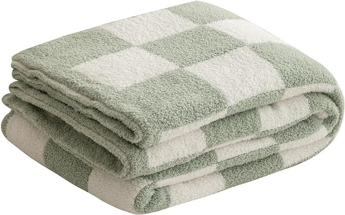 Sage Green Checkered Throw Blanket - Soft Cozy Breathable All Seasons Plaid Blanket Gingham Home ... | Amazon (US)