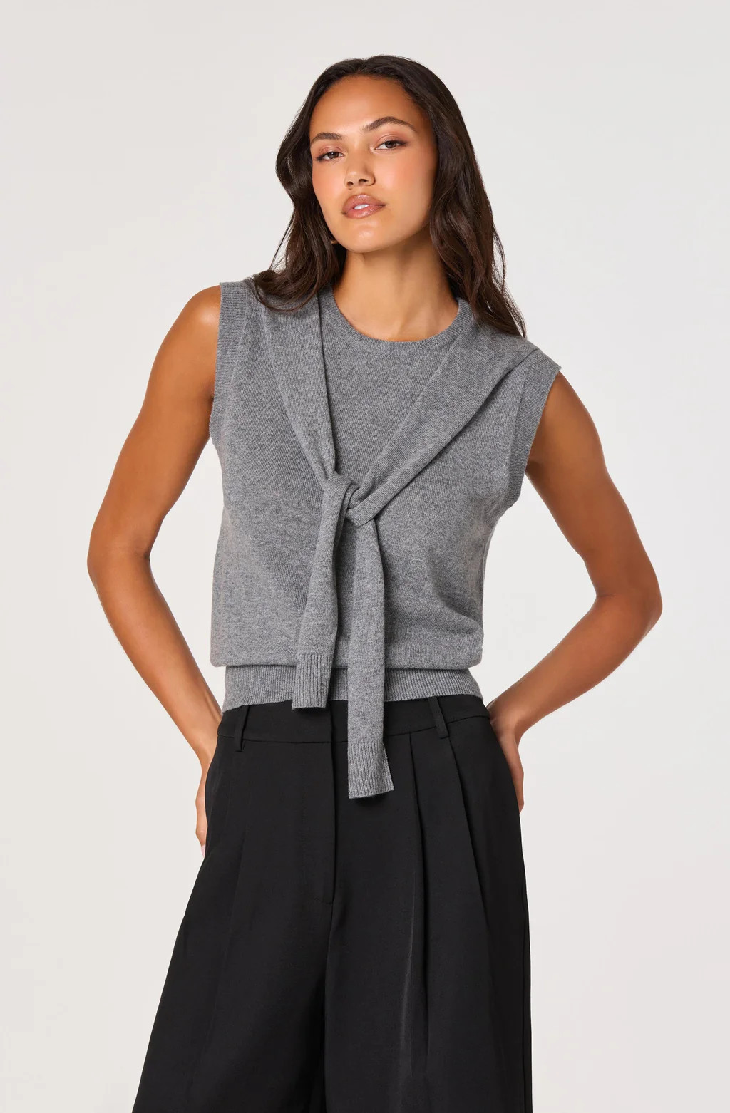 Sleeveless Layered Scarf Sweater | ASTR The Label (US)
