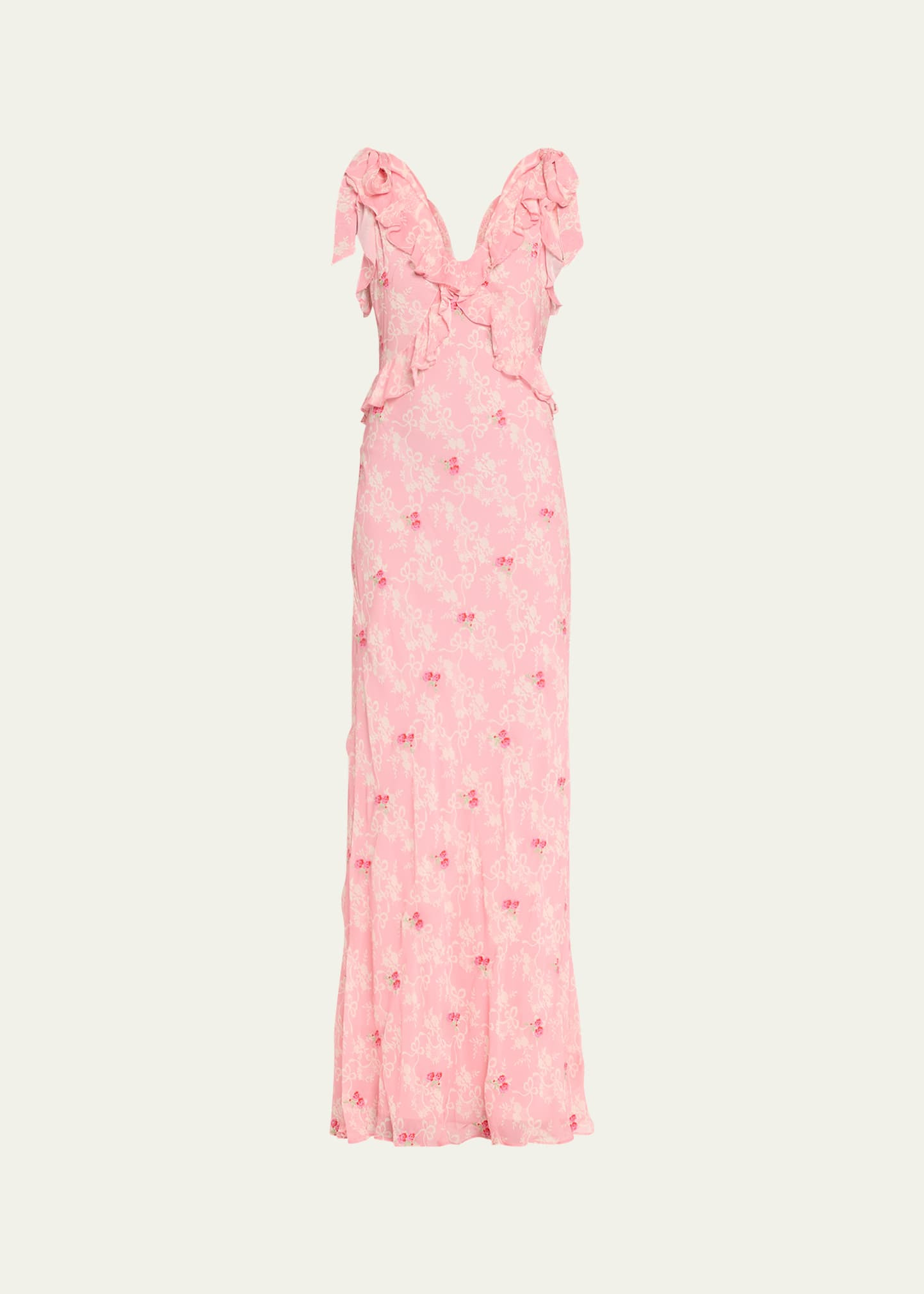 Orcene Ruffled Tie-Shoulder Chiffon Maxi Dress | Bergdorf Goodman