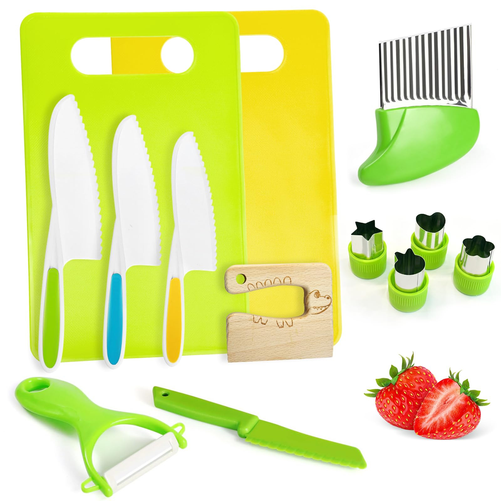 13 Pieces Kids Safe Knife Set for Real Cooking Child-Friendly Plastic Chef Tools Montessori Kitch... | Amazon (US)