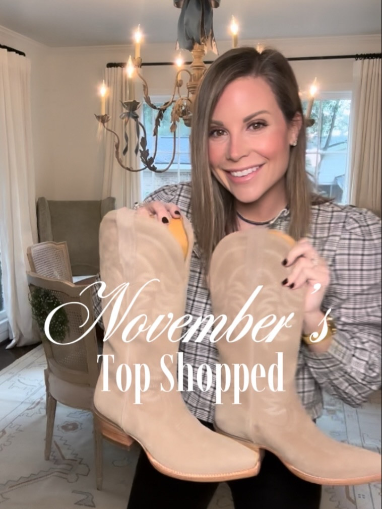 You clicked, carted, and checked out making November ✨ 

From skin elevating beauty staples to $40 finds that look like $170 originals (IYKYK). And y’all LOVED those Tecovas boots (both his & hers) & bought up the most magical twinkle trees you’ll ever want. These were your top 15 faves from the month. 🫶🏼 

COMMENT ‘FAVES’ and I’ll drop the links into your inbox! 💌

	1.	Women’s Tecovas Boots
	2.	Super Cute/Comfy Sneakers
	3.	The Best Pillows
	4.	Mini Flare Leggings – you choose the length
	5.	Supersonic Jewelry Cleaner + Solution
	6.	$40 Acrylic Nutcracker (vs. the $170 original)
	7.	My favorite Hair Volumizing Cream
	8.	Men’s Tecovas Boots
	9.	Gold Sticker Letters to elevate your gift wrap
	10.	Luxe Satin PJs without the luxe price
	11.	The Undereye Brightener that changed my routine
	12.	My Holy Grail Serum + Overnight Mask
	13.	Hand-Knotted Oushak Rug
	14.	Favorite Body Wash + Signature Scent
	15.	The Only Twinkle Trees You’ll Ever Want

best gifts 2025, most popular products, November bestsellers, viral holiday finds, top rated items to shop