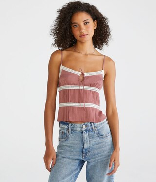 Satin Lace-Trim Cami | Aeropostale
