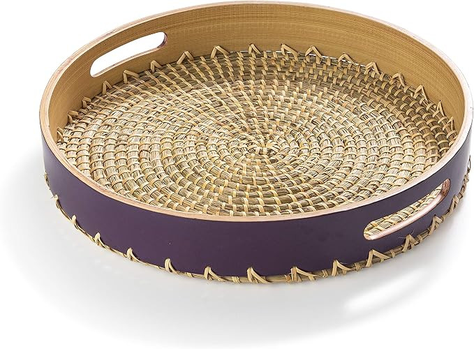 KAMEL BINKY Round Serving Tray | Bamboo Seagrass Rattan | Wicker Woven | Decorative for Coffee Ta... | Amazon (US)