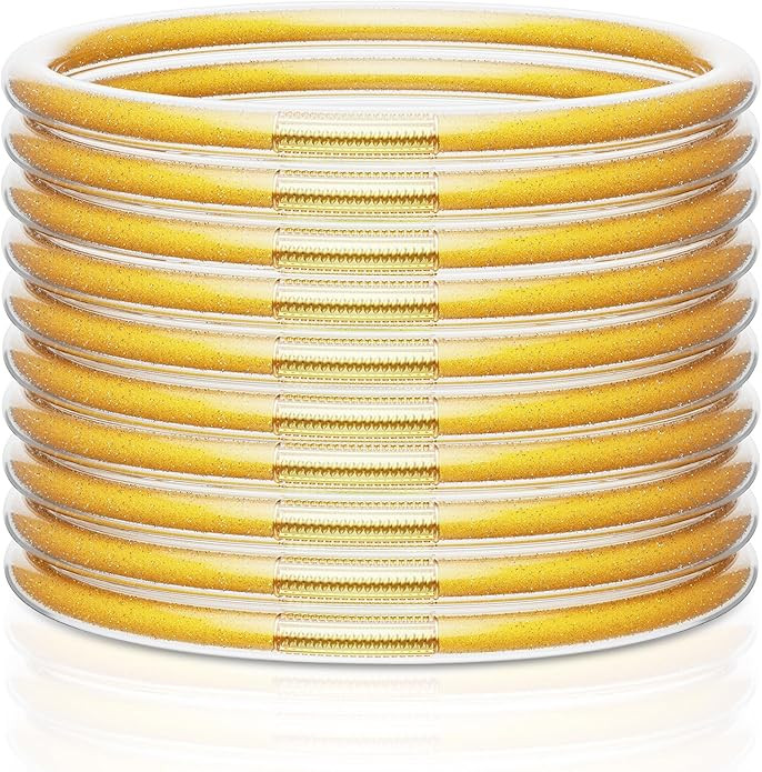 Glitter Jelly Bracelets, Soft Silicone Glitter Filled Jelly Bangles Bracelets Women- Sparkling Fa... | Amazon (US)