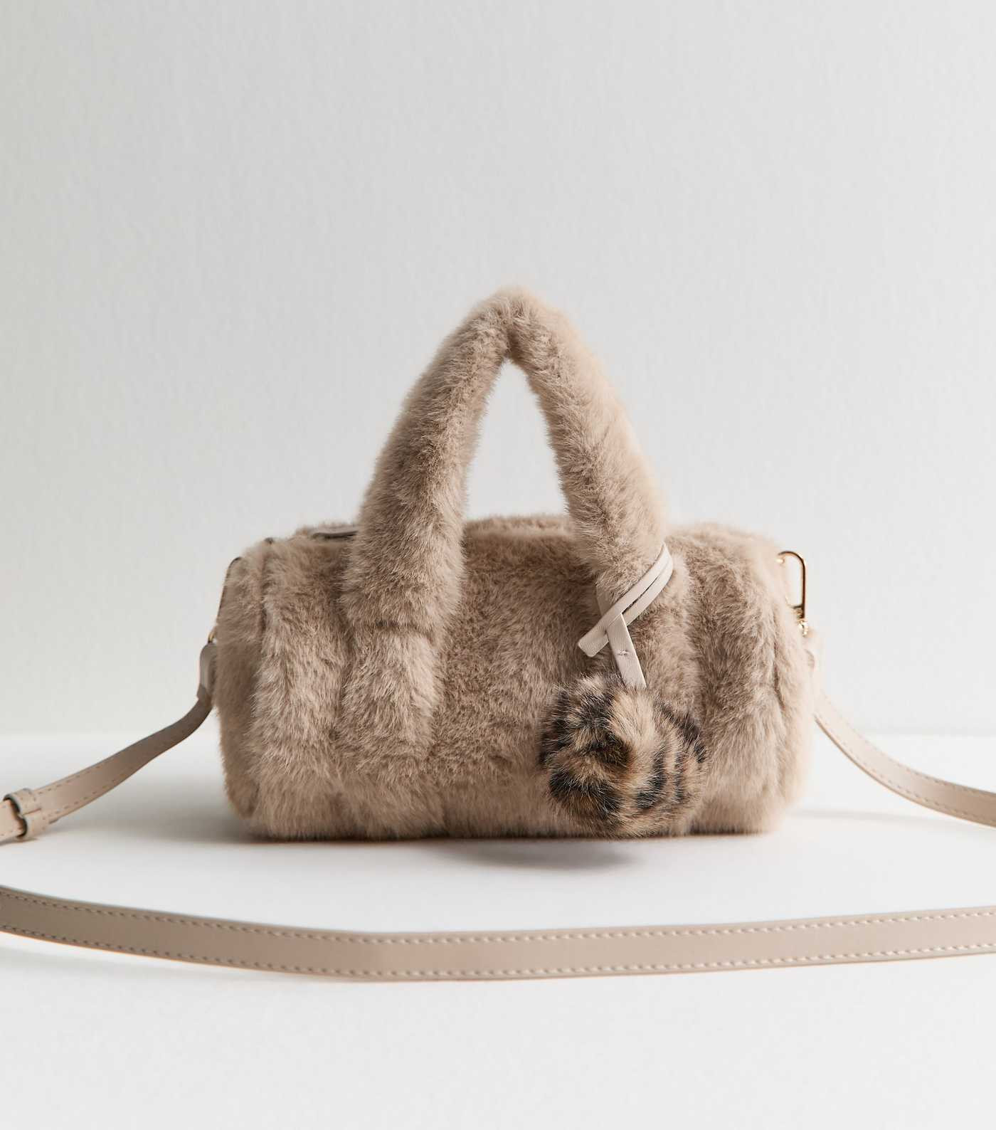 Mink Faux Fur Pom Pom Cross Body Bag | New Look | New Look (UK)