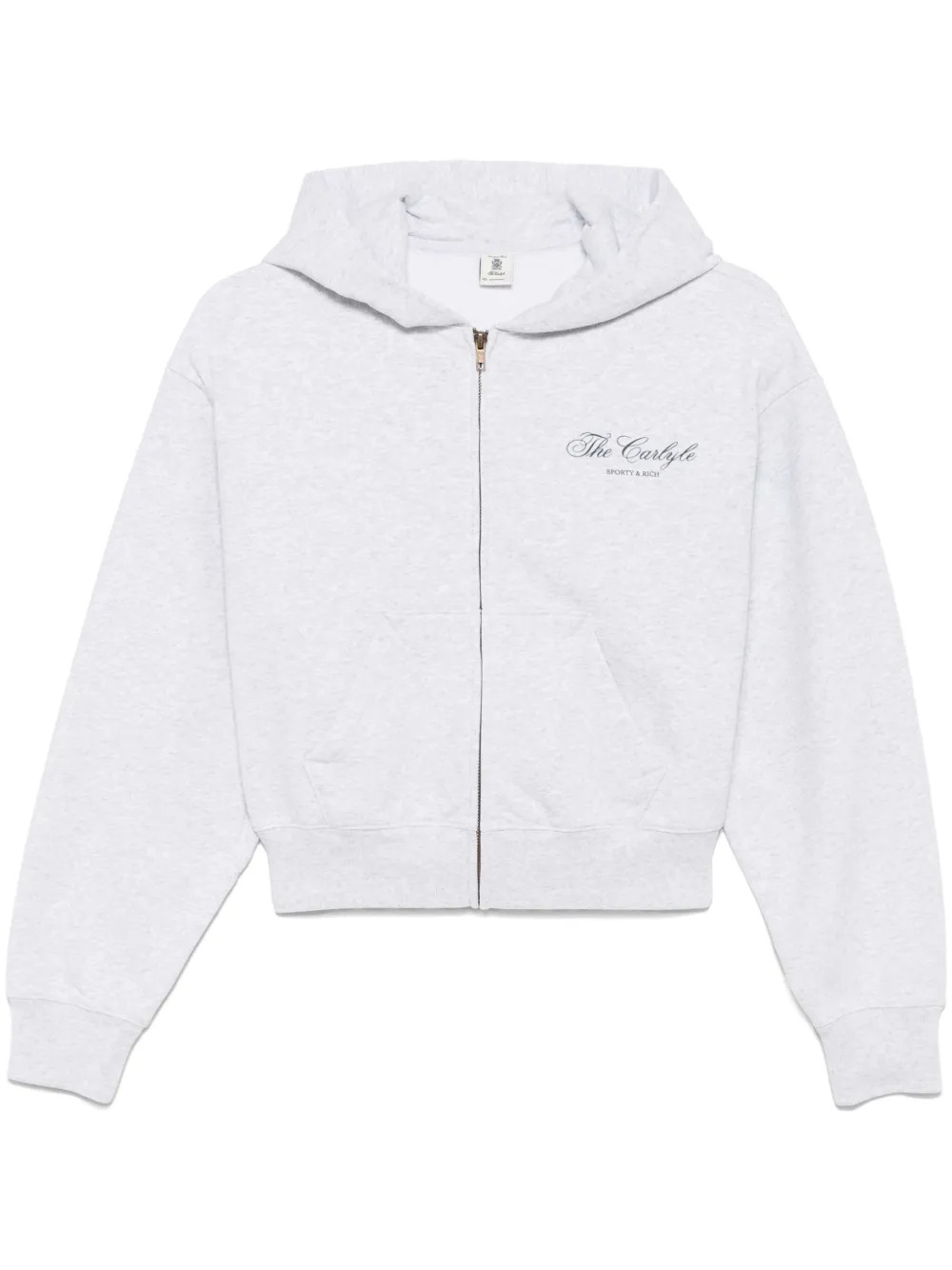 Sporty & Rich The Carlyle Script Hoodie | Grey | FARFETCH UK | Farfetch Global