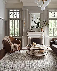 Loloi Magnolia Home by Joanna Gaines Gigi Collection GIG-01 Grey/Ivory 7'-10" x 10' Area Rug | Amazon (US)
