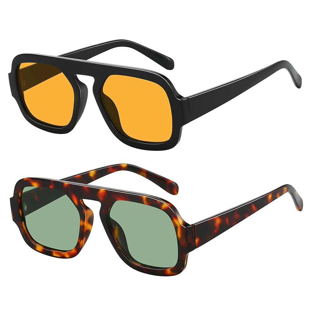 Square Aviator Sunglasses Womens - Trendy Sun Glasses for Women Men UV Protection Lightweight Com... | Amazon (US)