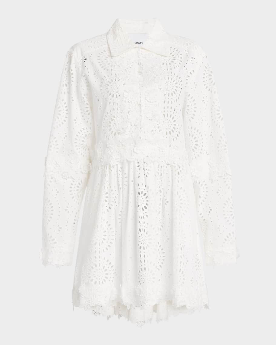 AKNVAS Andie Floral Eyelet Mini Dress | Neiman Marcus