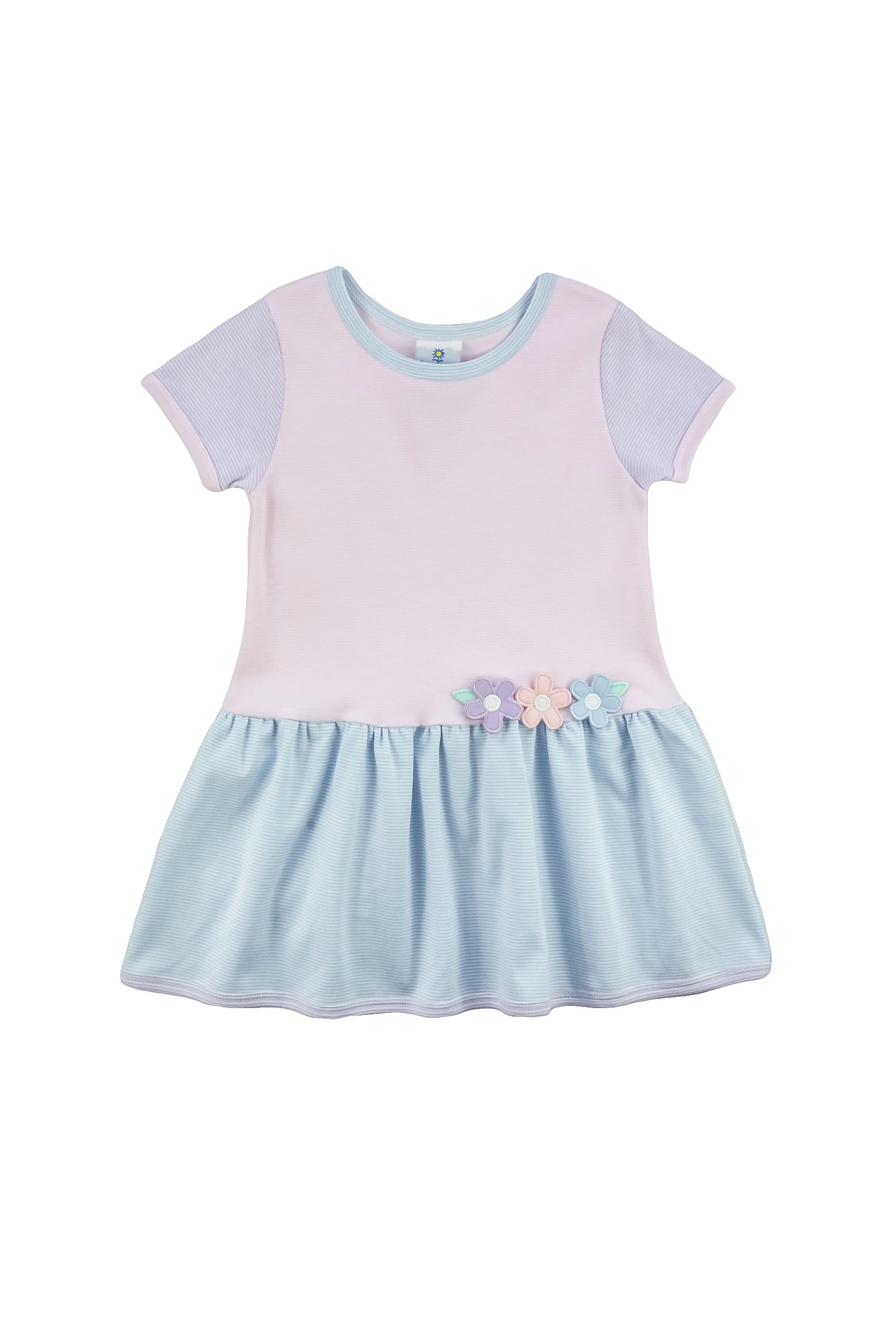 Stripe Knit Dress w/Flowers | Haute Totz