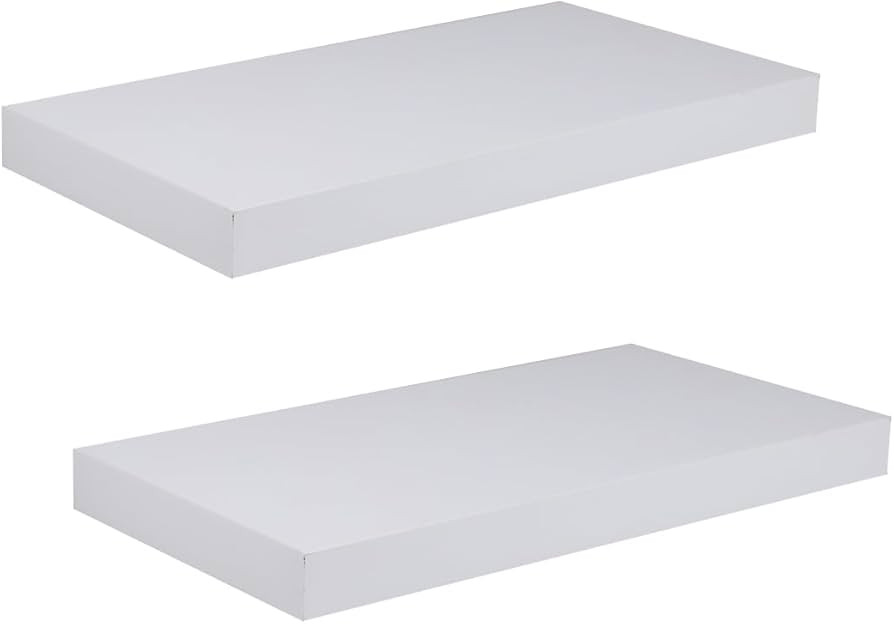 Home Basics Floating Wall Shelf White 18" (2 Pack) Contemporary and Modern Shelf for Picture Fram... | Amazon (US)