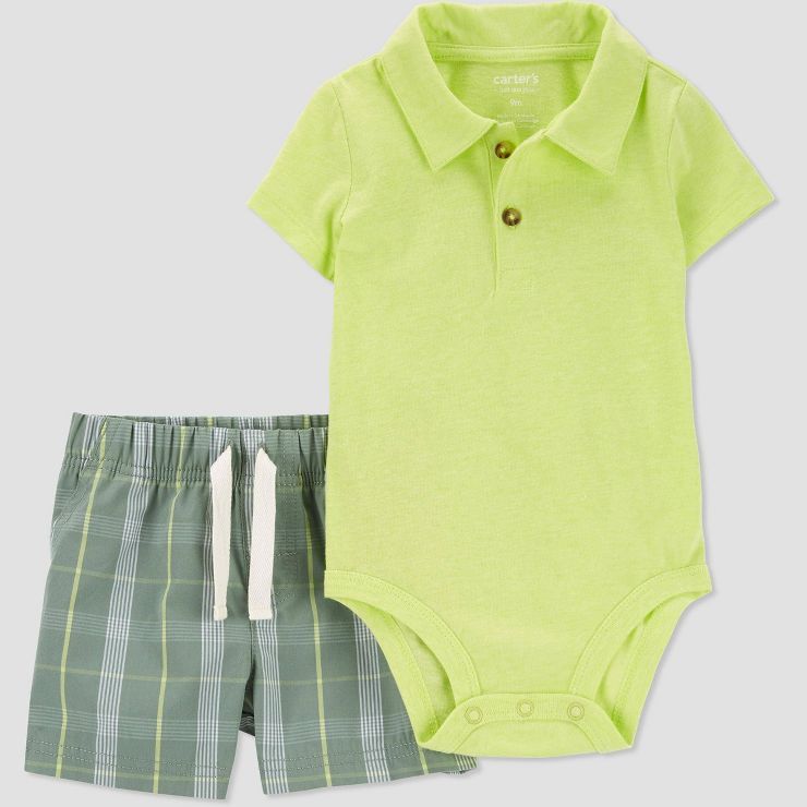 Carter's Just One You® Baby Boys' Plaid Top & Bottom Set - Green | Target