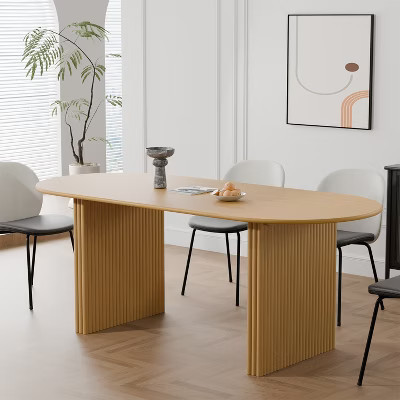 67" Oval Dining Table Kitchen Table with Fluted Pedestal 6 Seats | Target