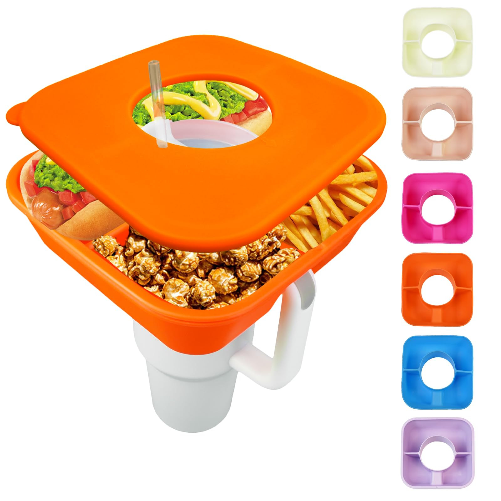 Snack Bowl for Stanley Cup 40 oz Tumbler, Reusable Snack Tray with Lid, Snacks Ring, Silicone Foo... | Amazon (US)