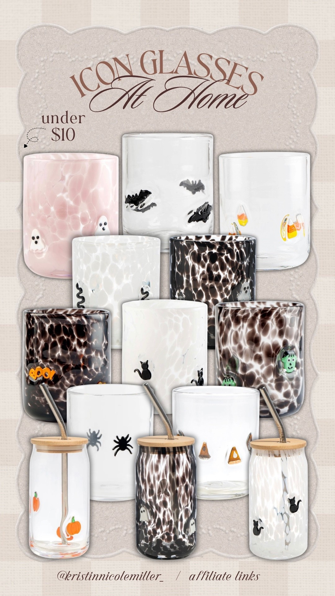 At Home // icon glasses! so many cute styles and designs to choose from for Halloween 🎃 👻 which one will you snag?! 

Seasonal Halloween cups glasses juice glass decorative unique affordable look for less

#LTKHome #LTKSeasonal #LTKmomlife