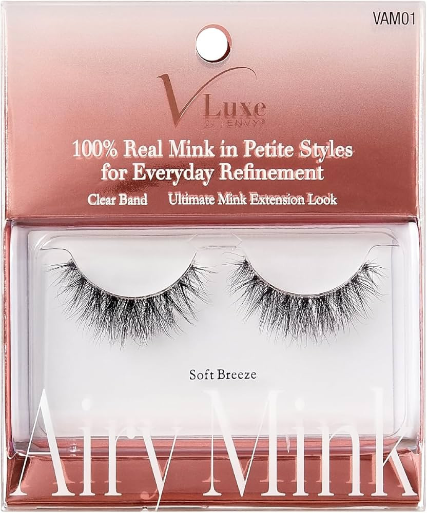 VLuxe Airy Mink False Eyelashes, 100% Real Mink Fake Eye Lash, Lightweight Superfine Clear Band f... | Amazon (US)