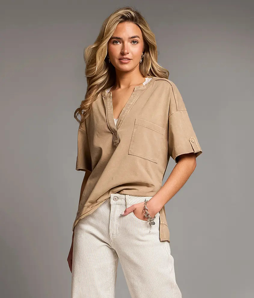 Small Greige Washed Top | Buckle
