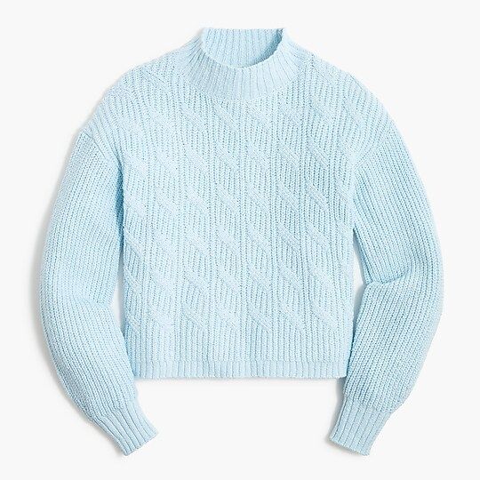 Cotton-blend cable mockneck sweater | J.Crew Factory