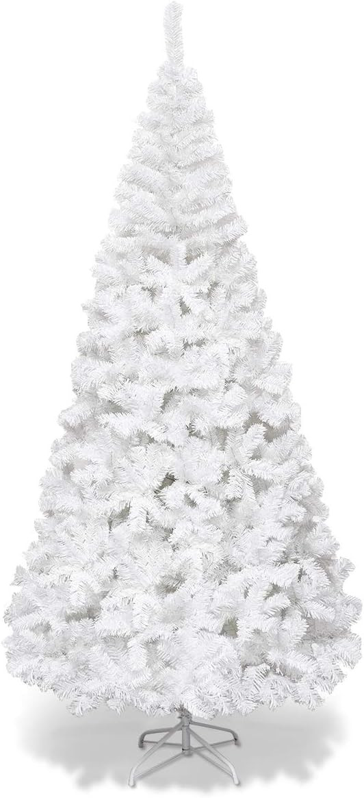 Goplus 7ft Artificial White Christmas Tree Xmas Pine Tree with Solid Metal Legs Perfect for Indoo... | Amazon (US)