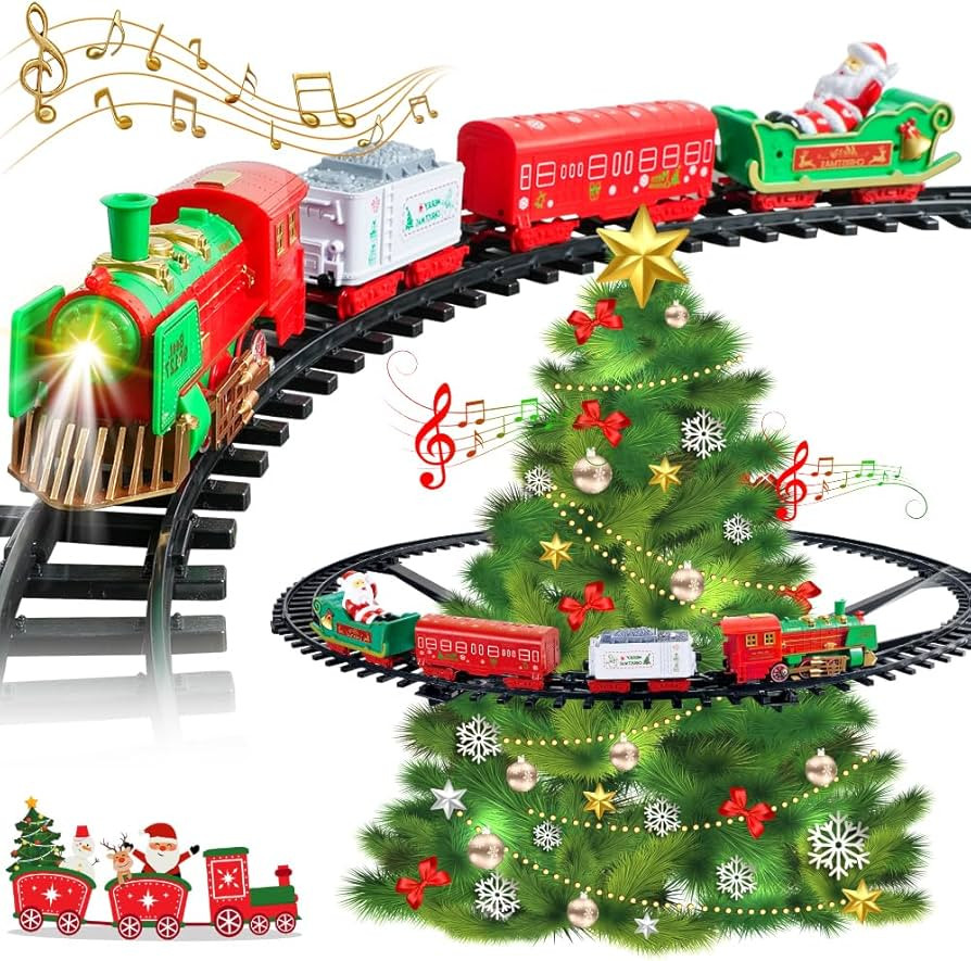 Hanging Christmas Train Set - VATOS 2 in 1 Christmas Train Toy with Light Sound for Kids, Train T... | Amazon (US)