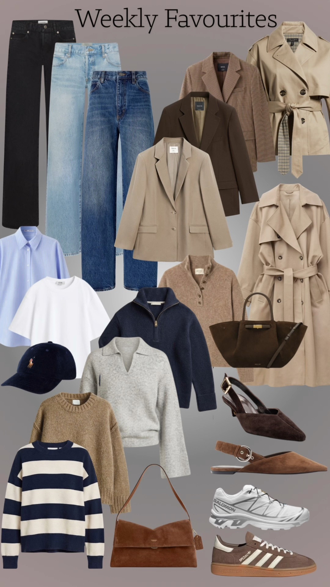 Weekly favourites 🤎🍂 A curated edit of timeless neutrals, denim staples and effortless layers that are perfect for transitioning into fall. So many easy-to-wear pieces to mix, match and repeat all season long!

 trench coat, black wide-leg trousers, light-wash jeans, straight-leg jeans, sweaters, neutral henley sweater, half-zip sweater, taupe knit, white basic tee, suede cap, suede loafers, brown slingback flats, neutral suede bags.


#LTKStyle #LTKFashion #WeeklyFavourites #FallFashion #FallStyle #FallOutfits #EarlyFallStyle #AutumnStyle #CasualChic #EverydayStyle #NeutralStyle #CapsuleWardrobe #DenimStyle #OutfitInspo #FallEssentiall

#LTKjeans #LTKshoes #LTKbag