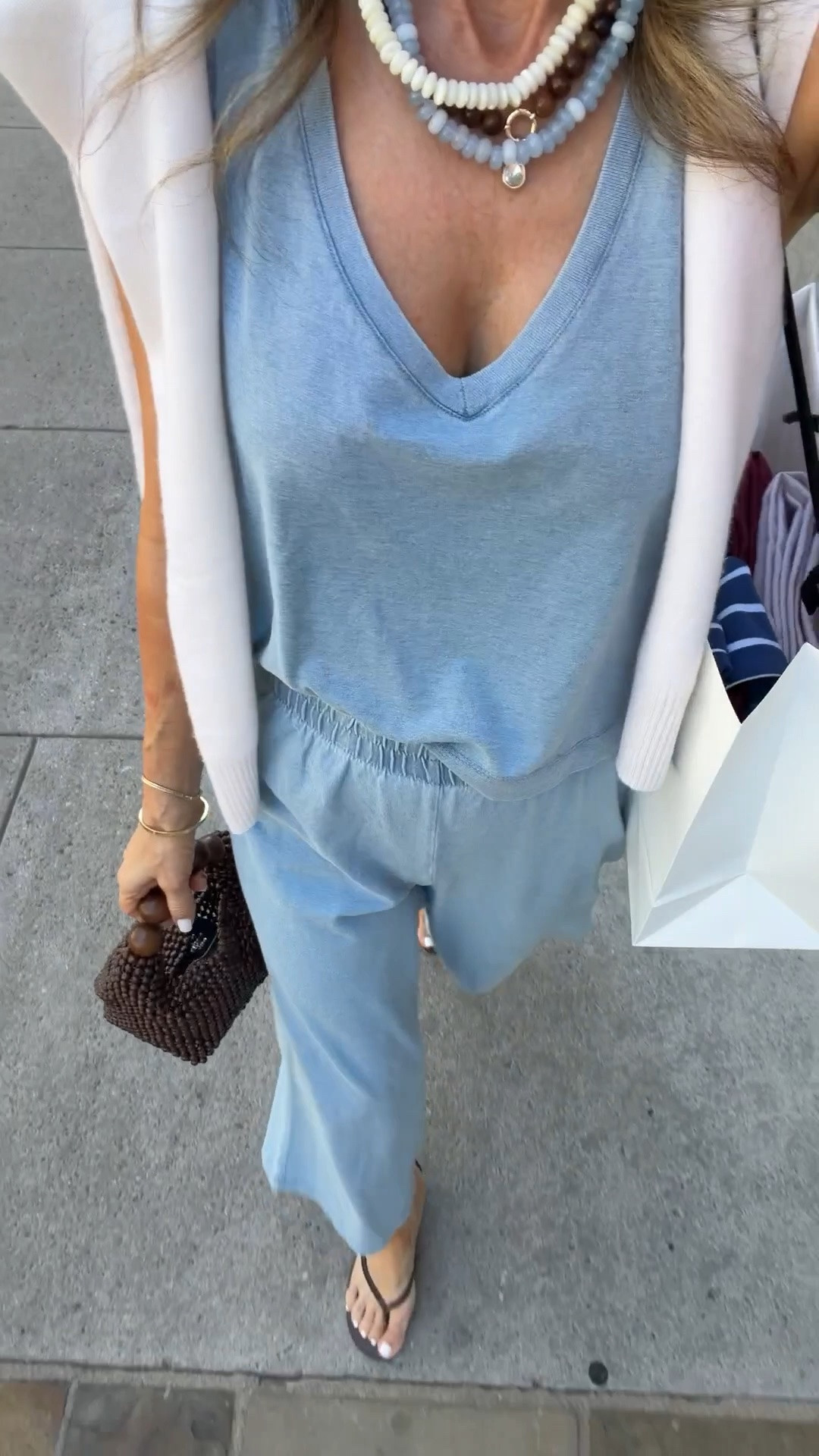The softest denim jersey for summer. So many compliments on this look when I wore to lunch! 
Sz XS in both 

@zsupply #ad #sponsored