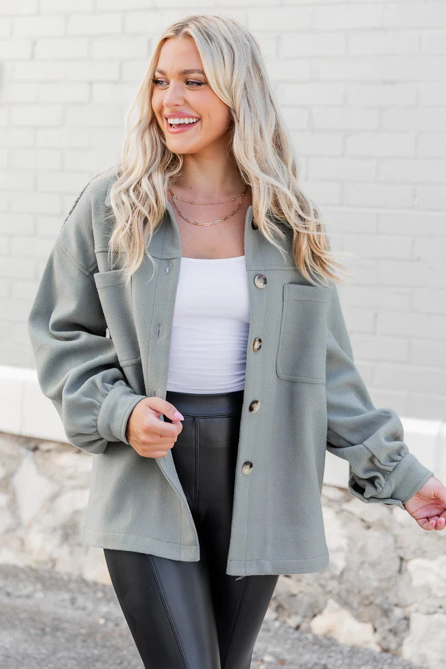 A Possibility Sage Aztec Shacket | Pink Lily