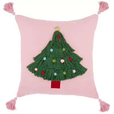 H for Happy™ Beaded Tassel Tree Square Throw Pillow in Pink | Bed Bath & Beyond | Bed Bath & Beyond