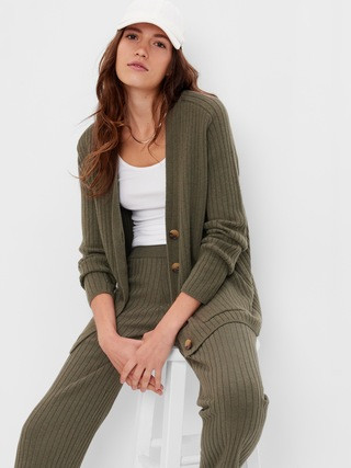 Merino Wool-Blend Rib Cardigan | Gap (US)