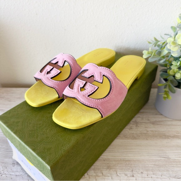New Gucci Interlocking G leather suede slide sandals size IT 37, US 7 | Poshmark