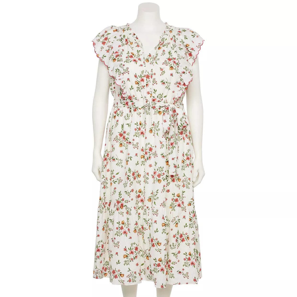 Plus Size LC Lauren Conrad Scalloped Ruffle Sleeve Midi Dress | Kohl's