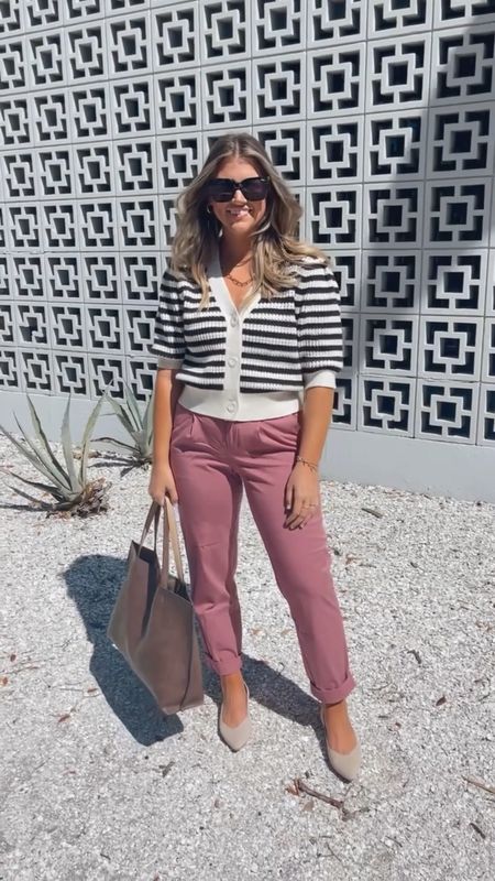 If you’re a teacher, you’ve gotta try this outfit!💗 these new target arrivals for spring workwear are AMAZING!! The pants come in 4 colors - great neutrals too. I sized down to a 0 - they run big. Wearing a M in the striped cardigan sweater - I went up one. // both are great spring workwear staples for business casual but also will be cute dressed down too - especially the sweater with jeans! // **PS if you haven’t tried these old navy flats you need to! SO COMFORTABLE!!! 


#LTKunder50 #LTKFind #LTKSeasonal