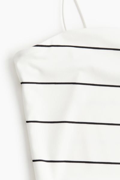 Spaghetti-strap body - Square neckline - Sleeveless - White/Striped - Ladies | H&M GB | H&M (UK, MY, IN, SG, PH, TW, HK)