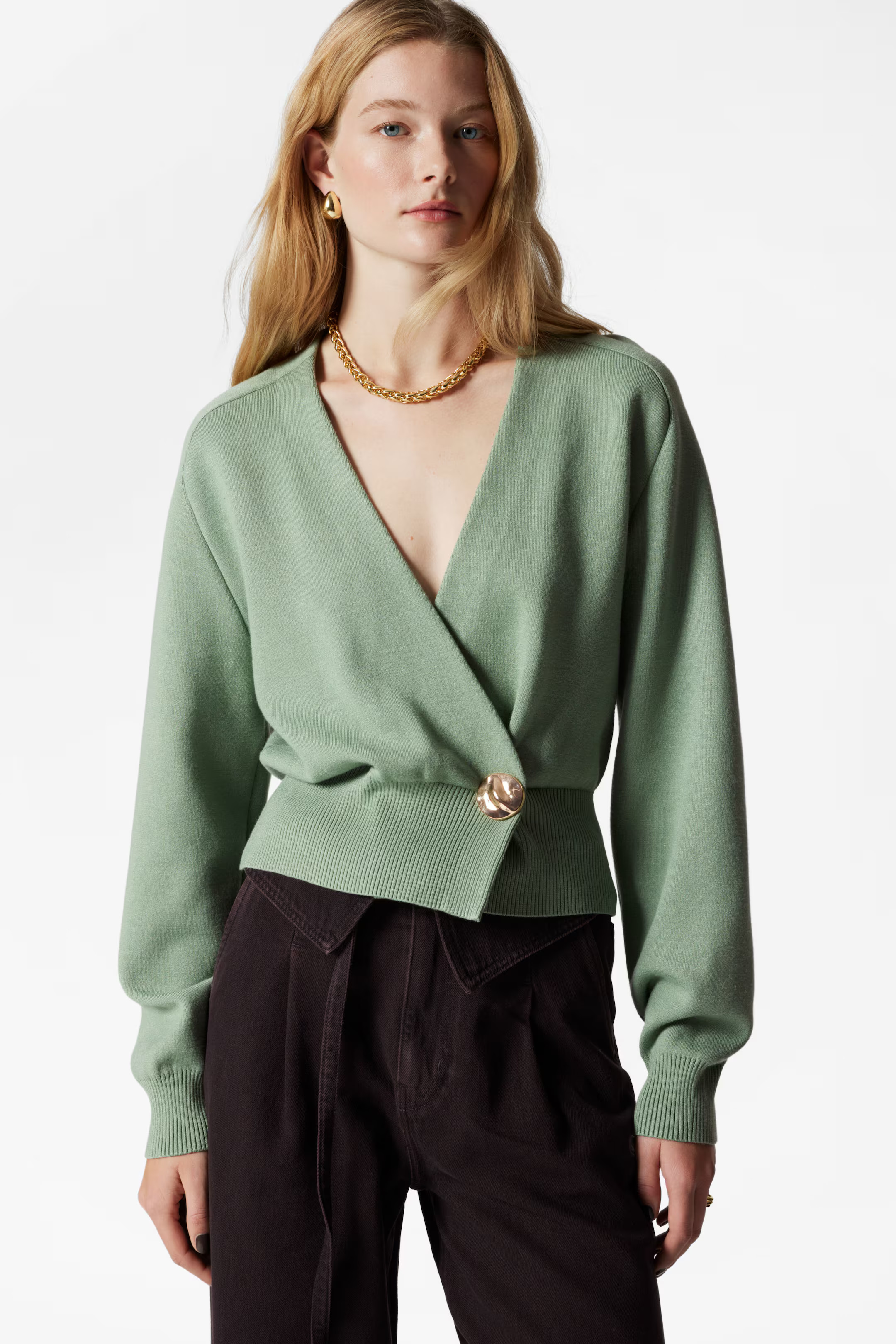 Waisted Knitted Wrap Cardigan | H&M (UK, MY, IN, SG, PH, TW, HK)