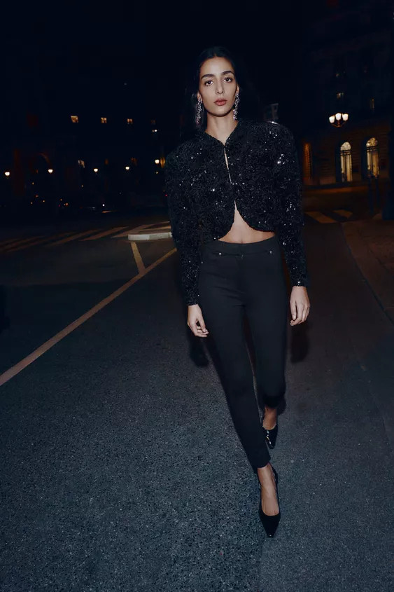 SEQUIN VOLUME SLEEVE JACKET | Zara US