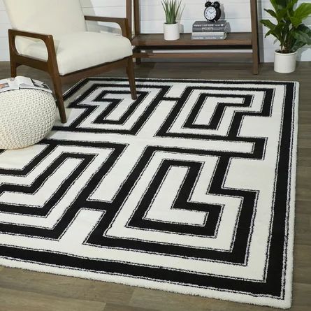 Zeitz Geometric Black/White Area Rug | Wayfair North America