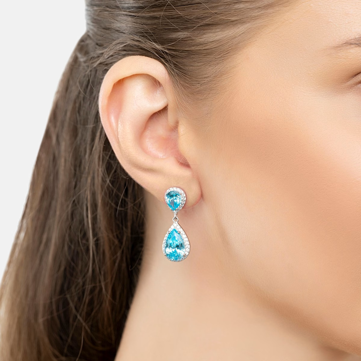 Odette Teardrop Blue Topaz Earrings Silver | Wolf & Badger