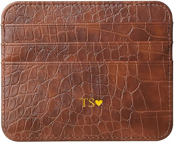 Personalized Gold Initial Name Credit Card Holder Wallet, Custom Monogram Letters Text, Crocodile... | Amazon (US)