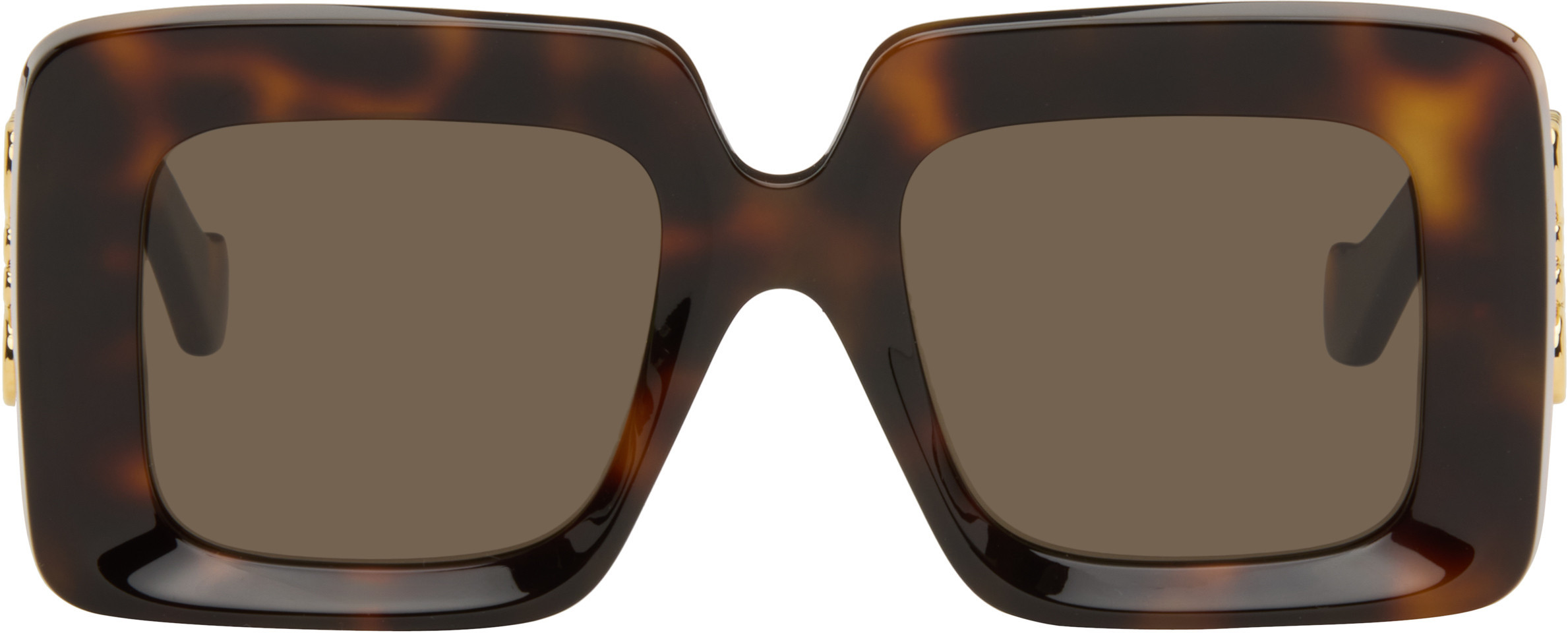LOEWE Brown Beveled Square Maxi Anagram Sunglasses | SSENSE