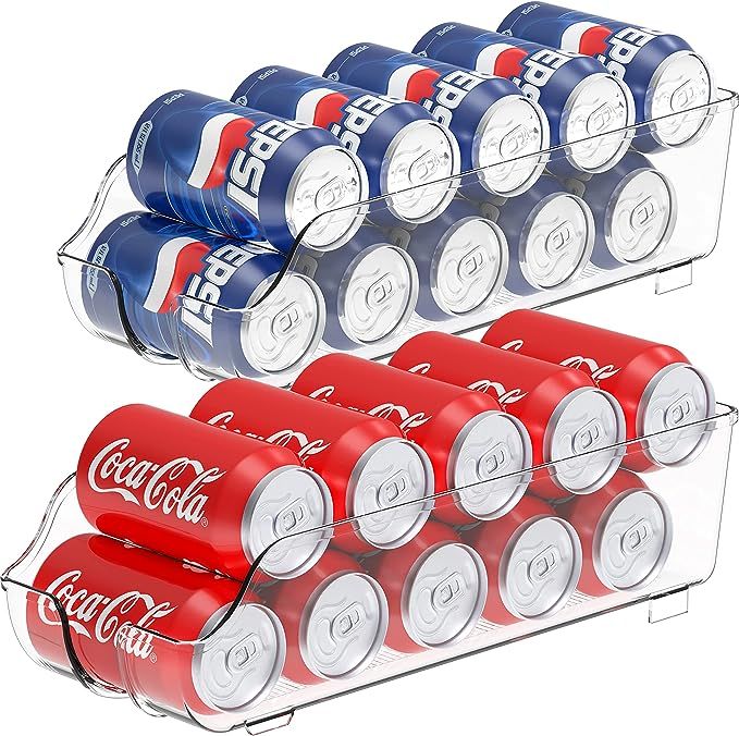 SimpleHouseware Soda Can Organizer for Pantry/Refrigerator, Clear, Set of 2 | Amazon (US)
