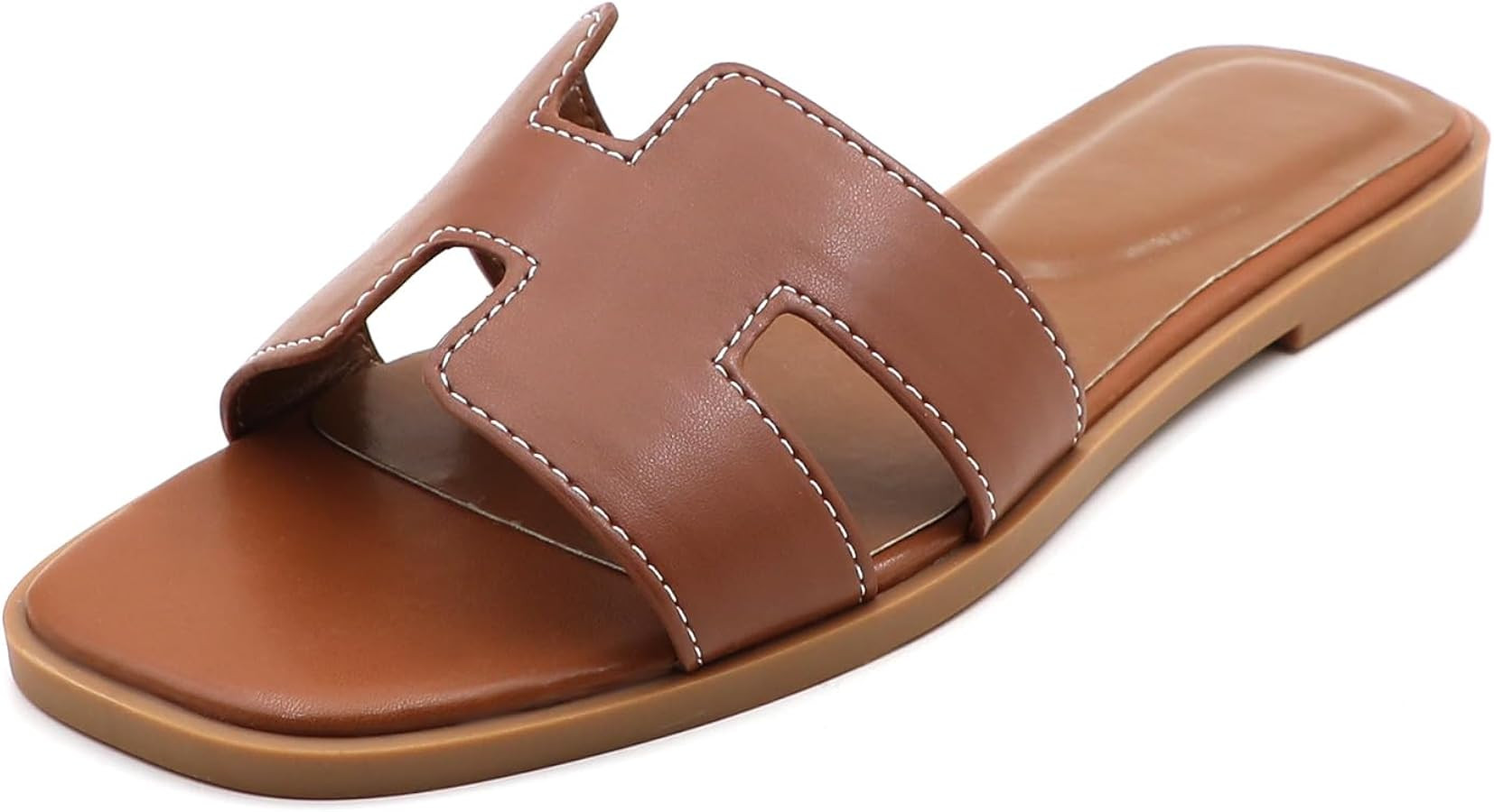 Women's Flat Sandals Slip On Slides Sandals Square Open Toe Fashion Slides Summer Beach Casual 20... | Amazon (US)