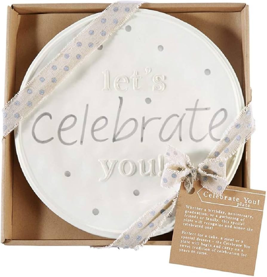 Mud Pie Celebrate You Dinner Plate, White, 11 1/2" dia | Amazon (US)